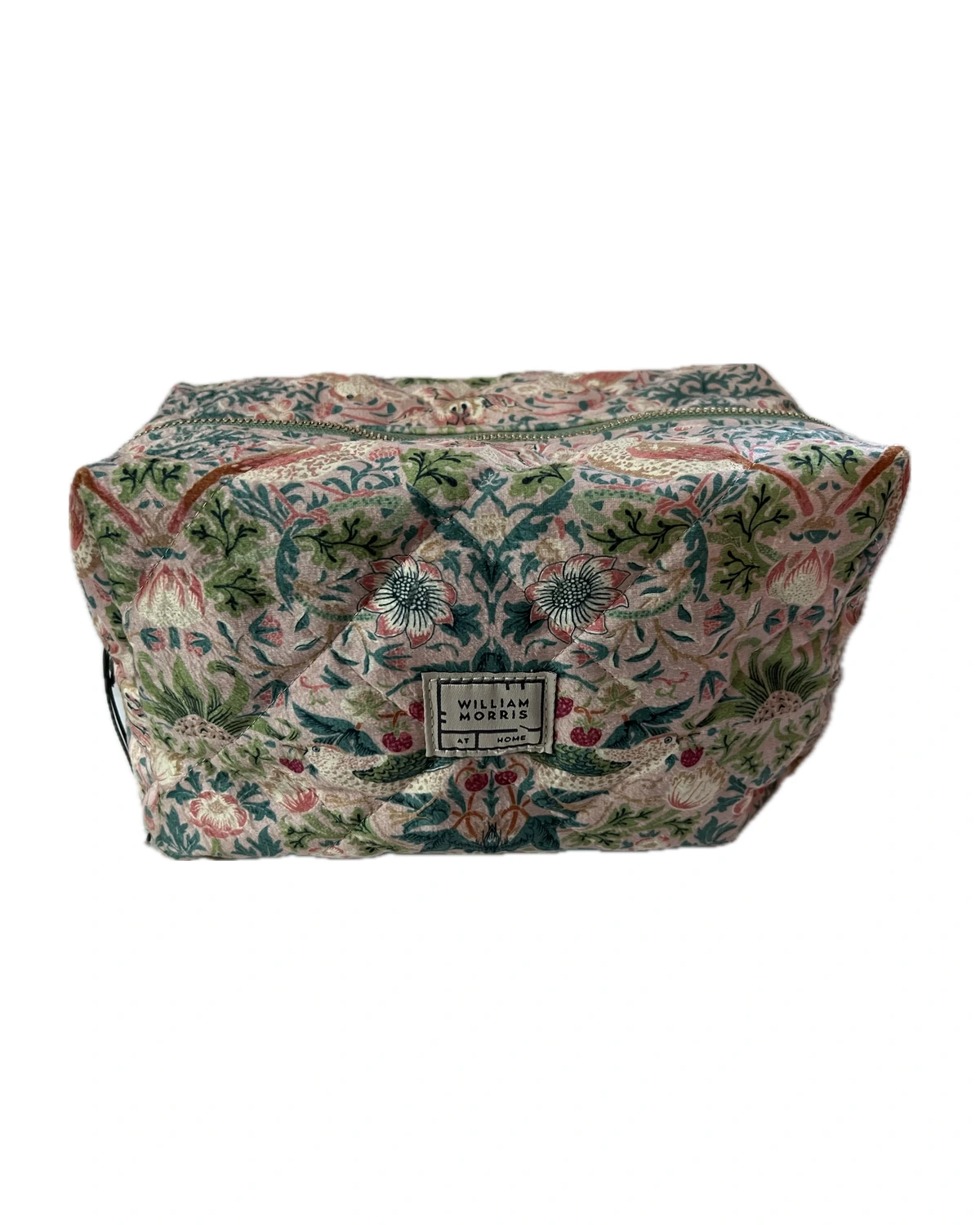 William Morris at Home large velvet wash bag — Strawberry Thief — Summer