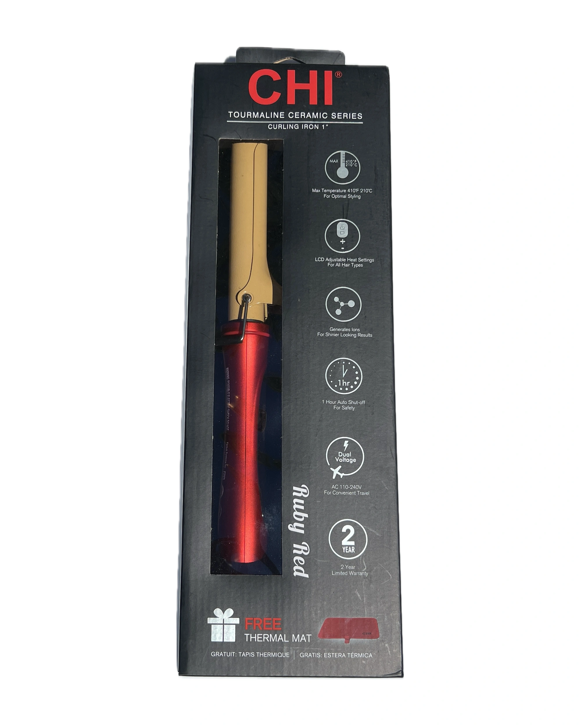 CHI 1 Inch Tourmaline Ceramic Curling Iron For Curls And Waves — Ruby Red - Image 2