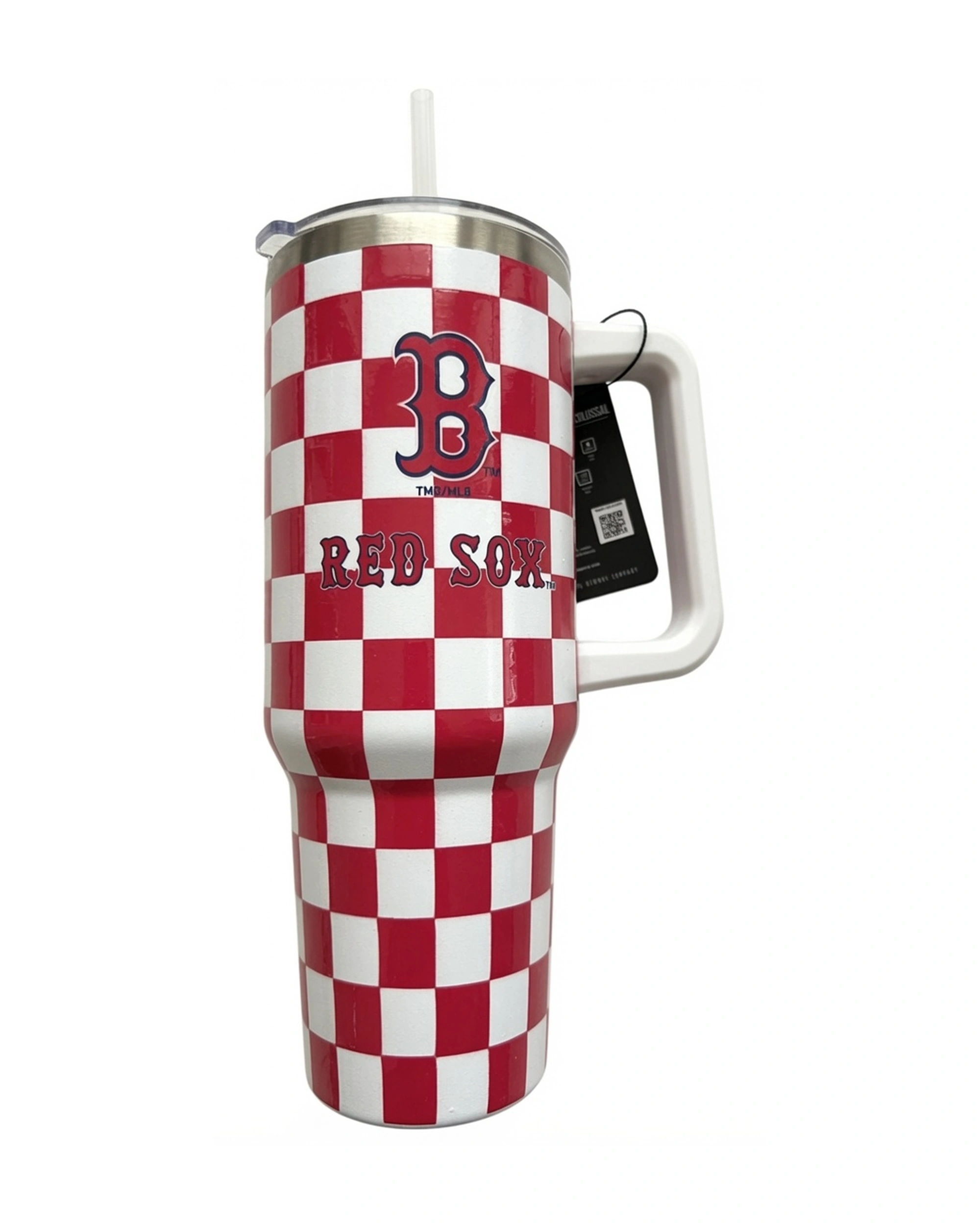 Boston Red Sox 40oz Checkered Red White Gingham Stainless Steel Tumbler - Image 4