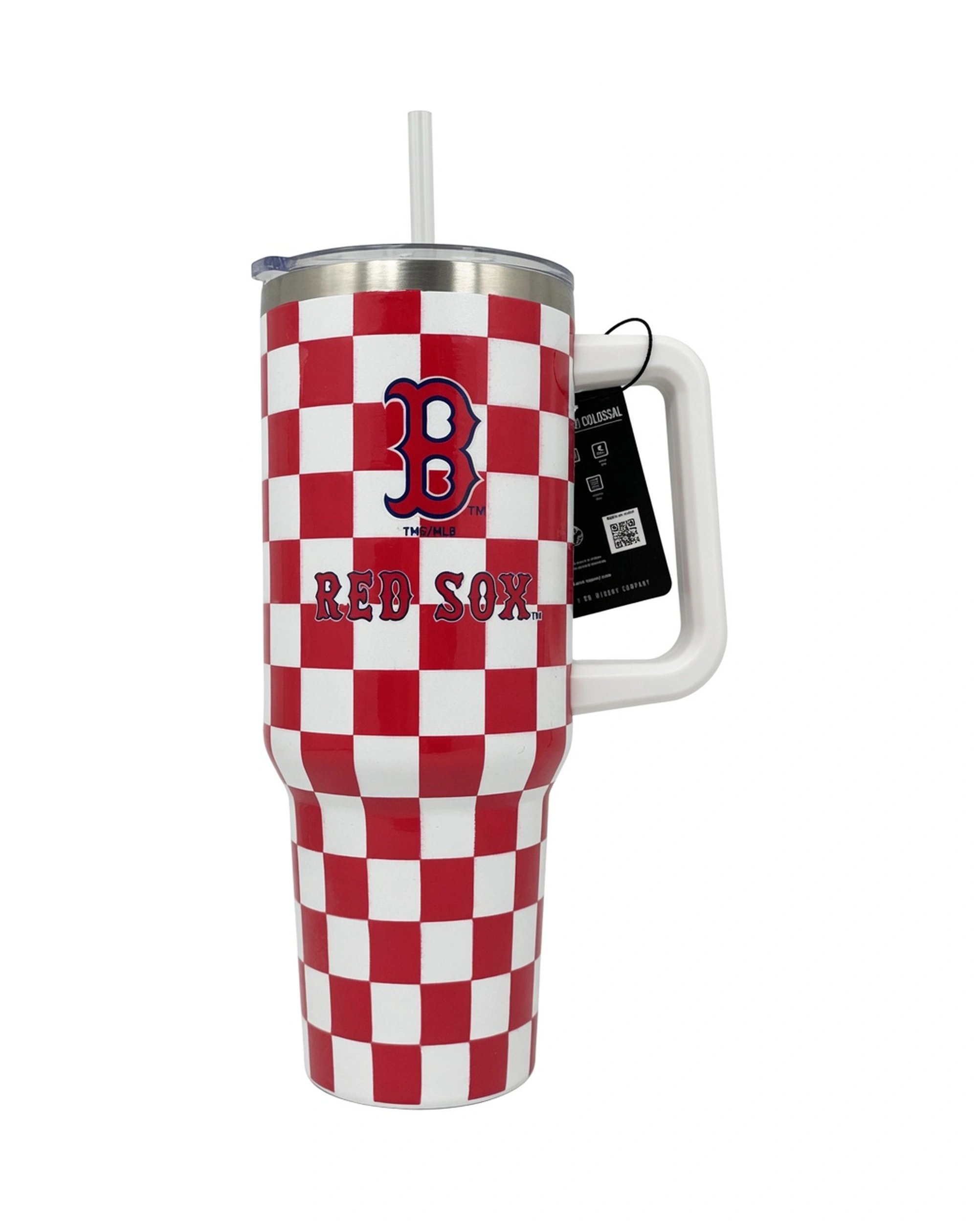 Boston Red Sox 40oz Checkered Red White Gingham Stainless Steel Tumbler - Image 2