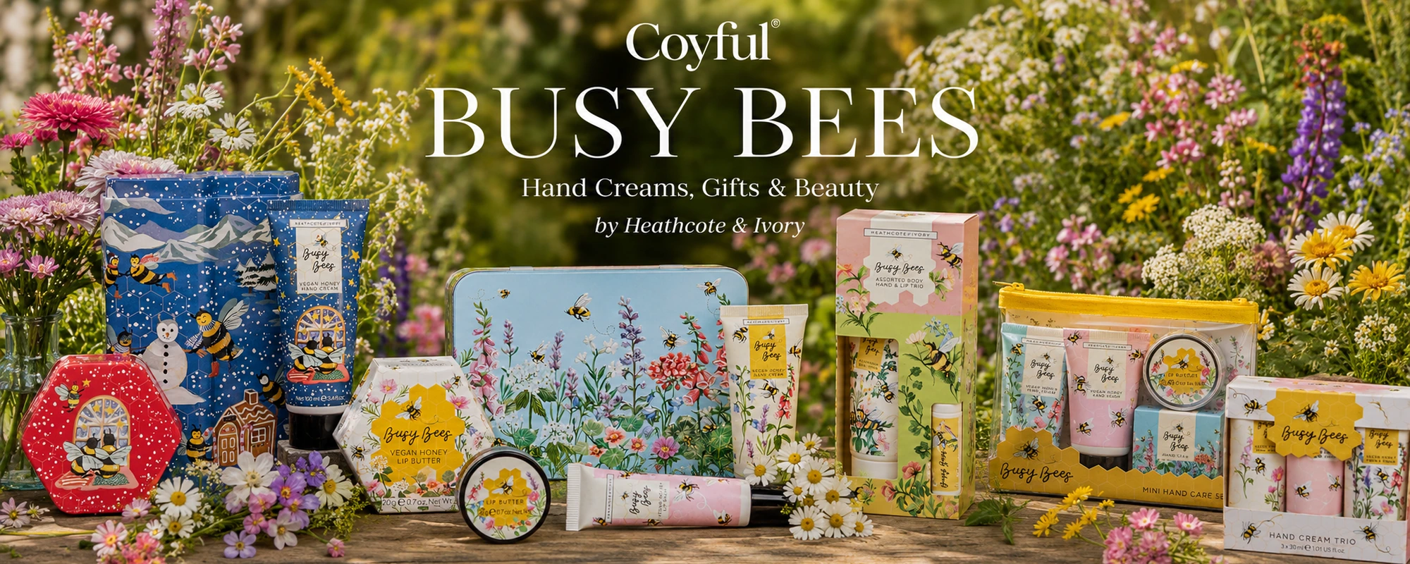 Busy Bees by Heathcote and Ivory hand creams, gift sets and beauty gifts at Coyful